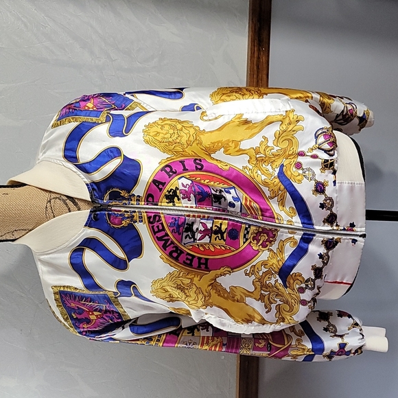 Hermes Jackets & Blazers - SOLD Hermes silk baseball style jacket 25" pit to pit 24" long